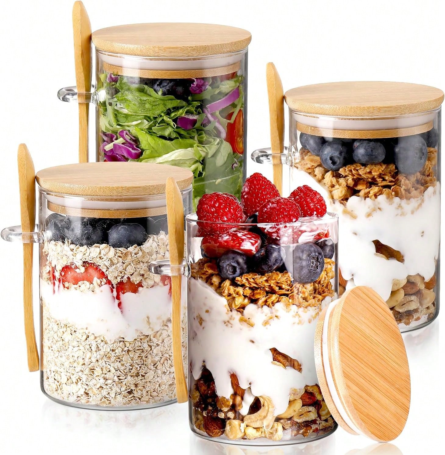 Meal Prep Yogurt Parfait - 4 Wadah Penyimpanan Makanan Kaca Modern