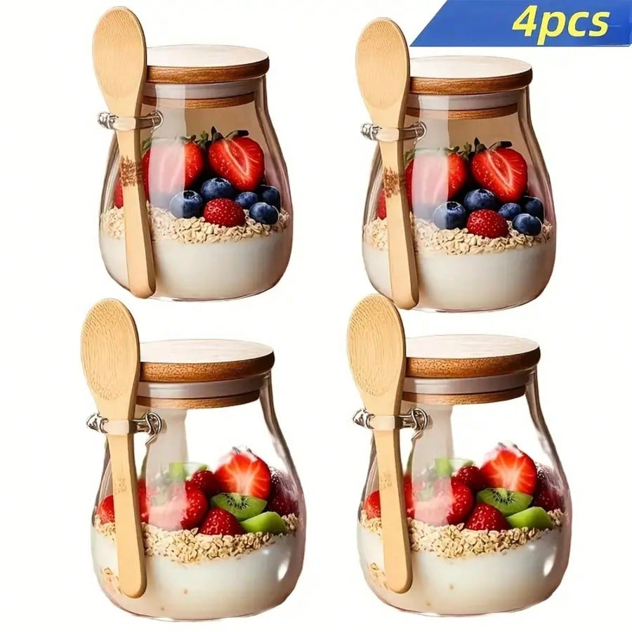 Meal Prep Yogurt Parfait - 4 Wadah Oatmeal Overnight dari Kaca