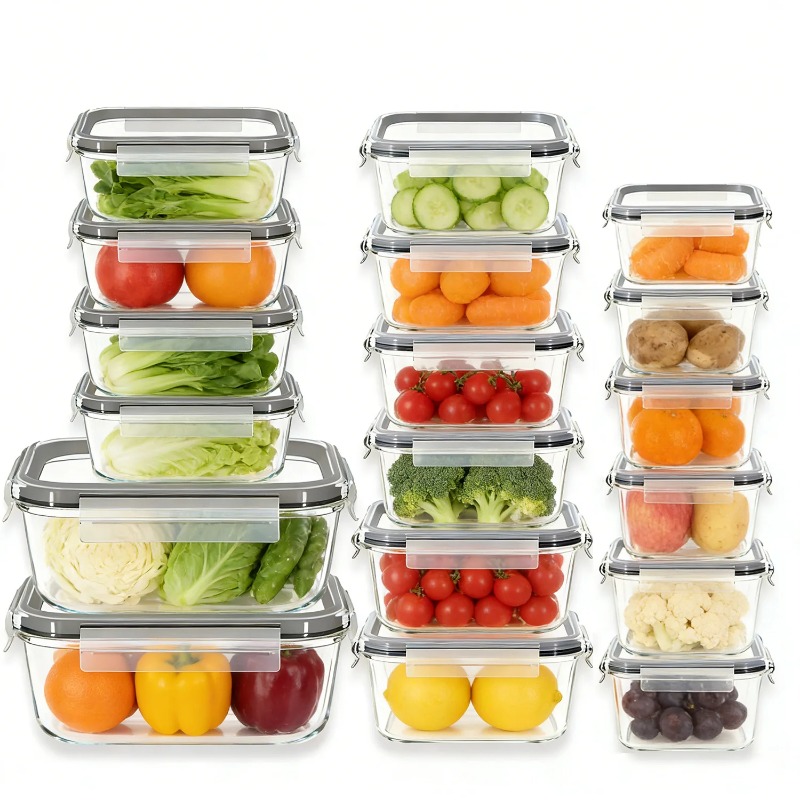 Meal Prep Jars With Lids - 18 Set Wadah Penyimpanan Makanan Kaca