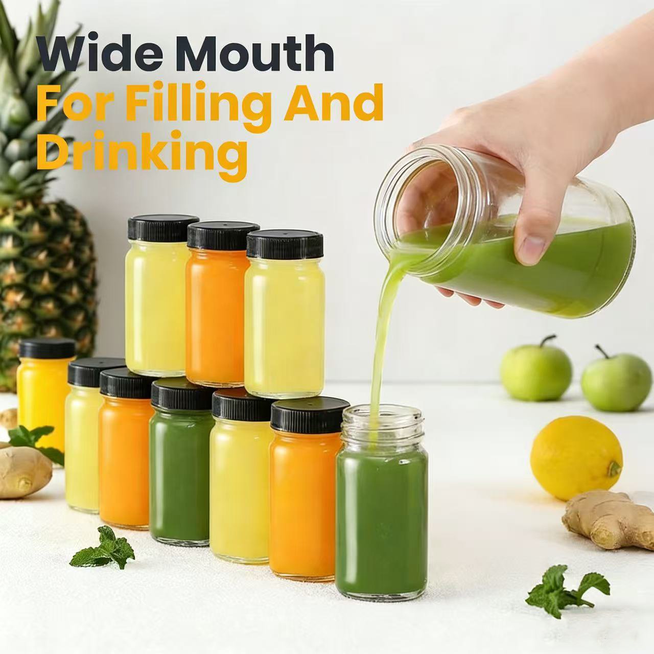 Meal Prep Juice Bottles - 6 Buah 60Ml Botol Jus Kaca