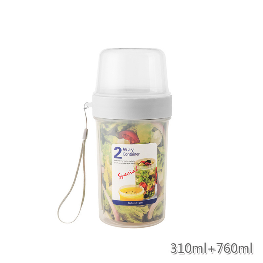 Meal Prep Jars With Lids - Wadah Makanan Anti Bocor Dua Lapis,