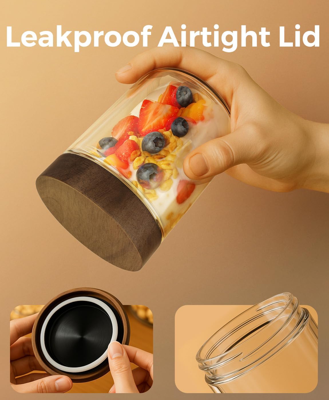16oz 4 Buah Wadah Overnight Oa - Meal Prep Jars With Lids ulasan dan harga