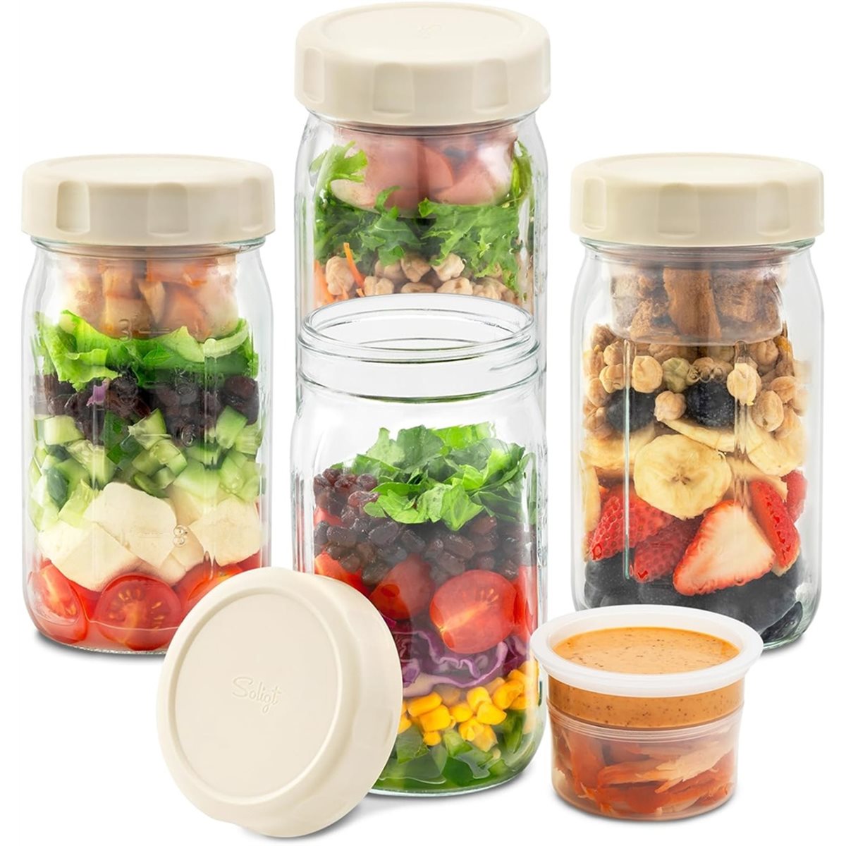 A67T BARU 4 Buah Stoples Salad - Meal Prep Jars With Lids ulasan dan harga