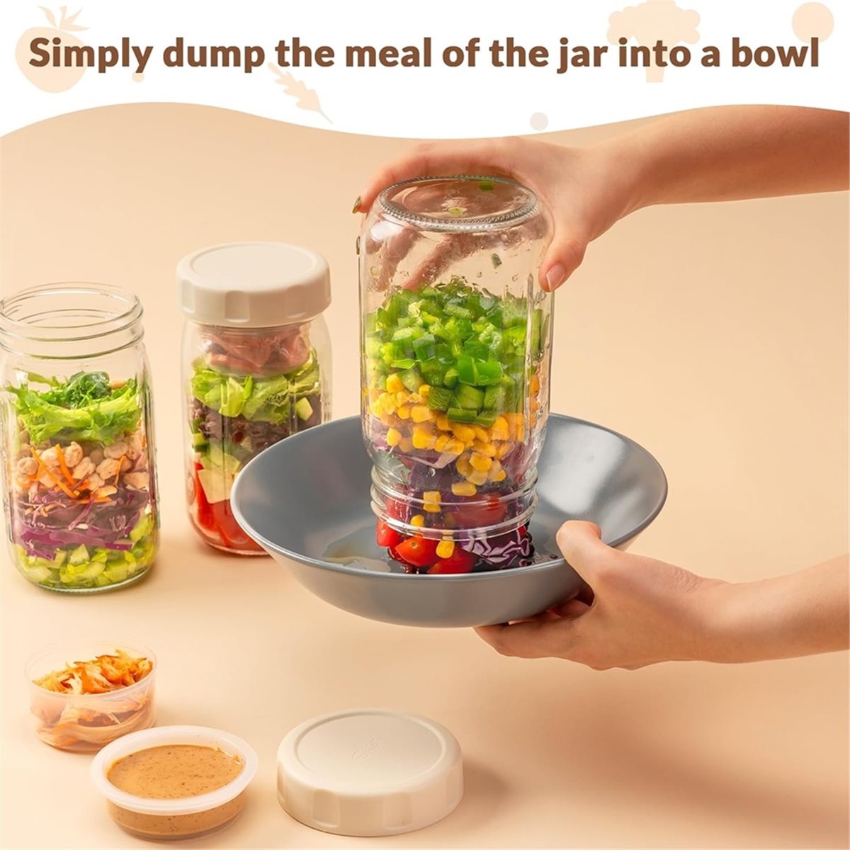 A67T BARU 4 Buah Stoples Salad - Meal Prep Jars With Lids ulasan dan harga