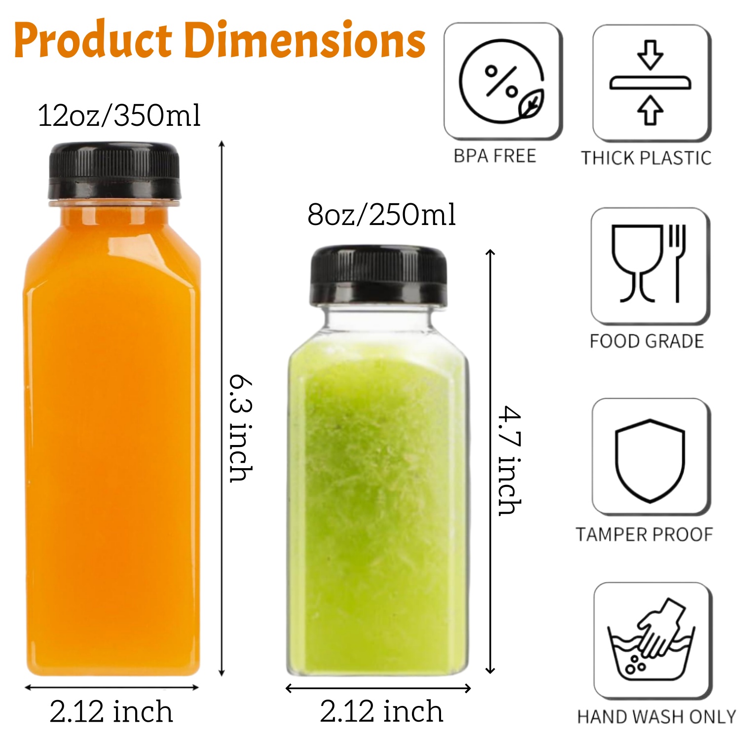 20-80 Buah Botol Jus Plastik 8 - Meal Prep Juice Bottles ulasan dan harga